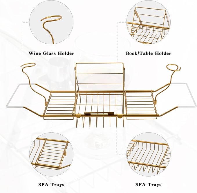 BDL Bathtub Caddy Expandable Bath Tub Tray Table - Image 3
