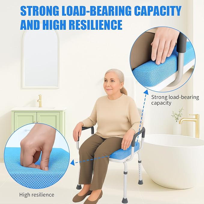 Shower Seat Cushion, Thickened Shower Chair Cushion 4D Air Fiber Material - Image 2