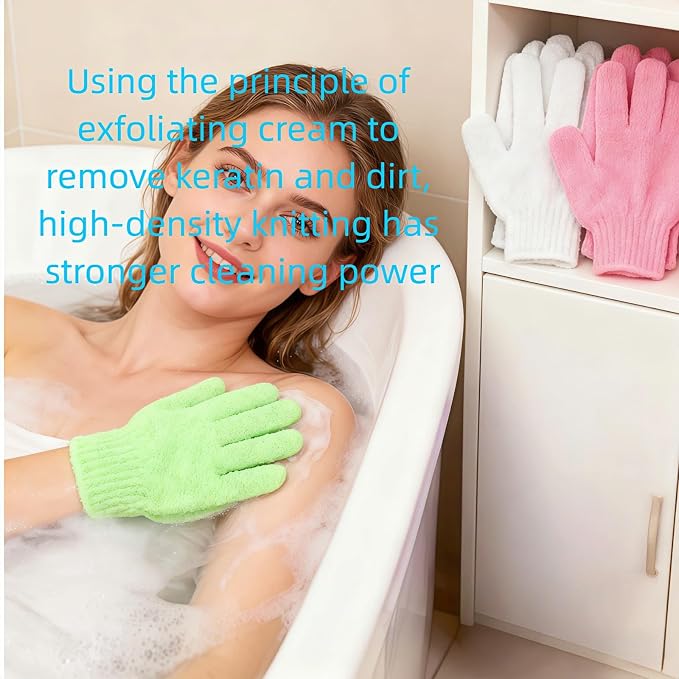 4 Pairs Exfoliating Bath Gloves, Nylon Double Sided Exfoliating Gloves - Image 2