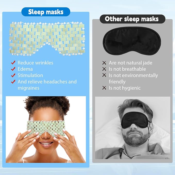 Coume 4 Pcs Jade Eye Mask Reusable Sage Green Facial Cooling Mask - Image 5