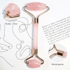 BAIMEI Rose Quartz Roller Set & Xiuyan Jade Gua Sha – Face Massager Tool and - Image 2