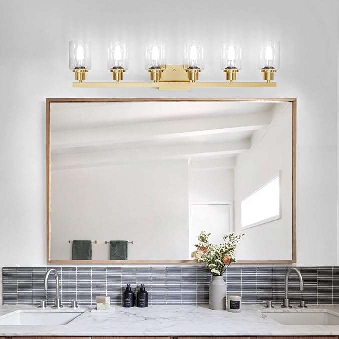 6 Light Gold Bathroom Vanity Light, Bathroom Light Fixtures - Image 8