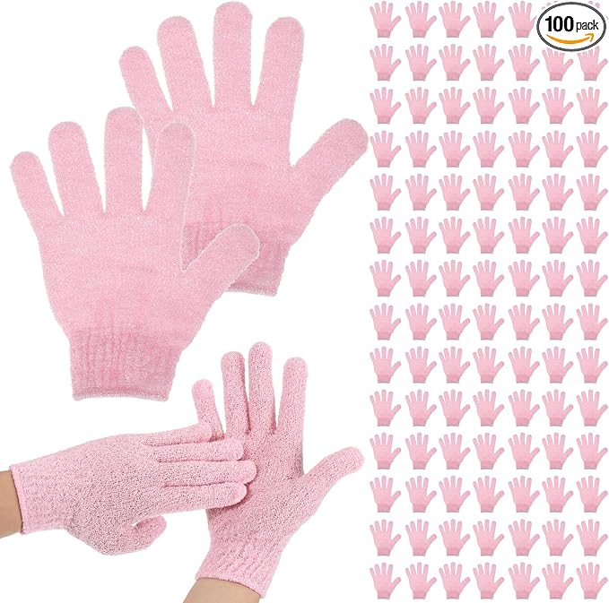50 Pairs Exfoliating Gloves for Body Bulk, Double Sided Bath Scrub Gloves for by Rainmae