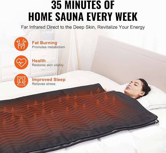 Happybuy Sauna Blanket for Detox, Home Relaxation, 1-6 Temp Levels, 1-60 Min - Image 2
