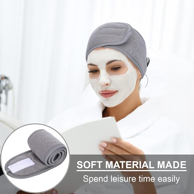 Whaline Spa Facial Headbands 3 Pieces Make Up Wrap Head Terry Cloth Headband - Image 6