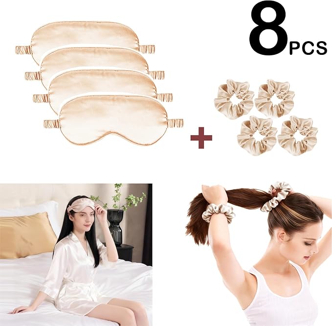 Satin Eye Mask 8Pcs Silk Sleep Masks Silky Blindfold Eyeshade Blackout Eyes - Image 2