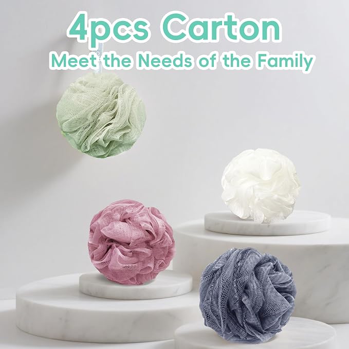 Loofah 4 Pack 75g Extra Large Loofa Set Soft Bath Sponge Thick Body Wash Puffs - Image 6