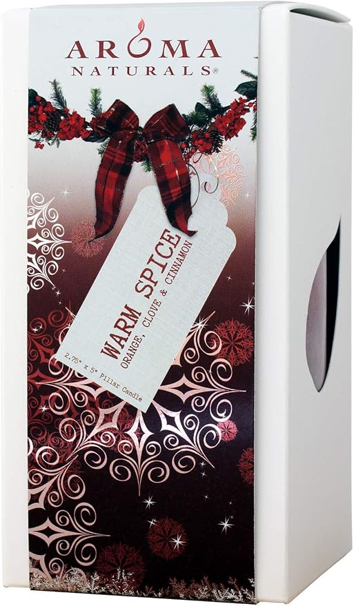Aroma Naturals Holiday Orange, Clove and Cinnamon Essential Oil Scented Pillar - Image 4