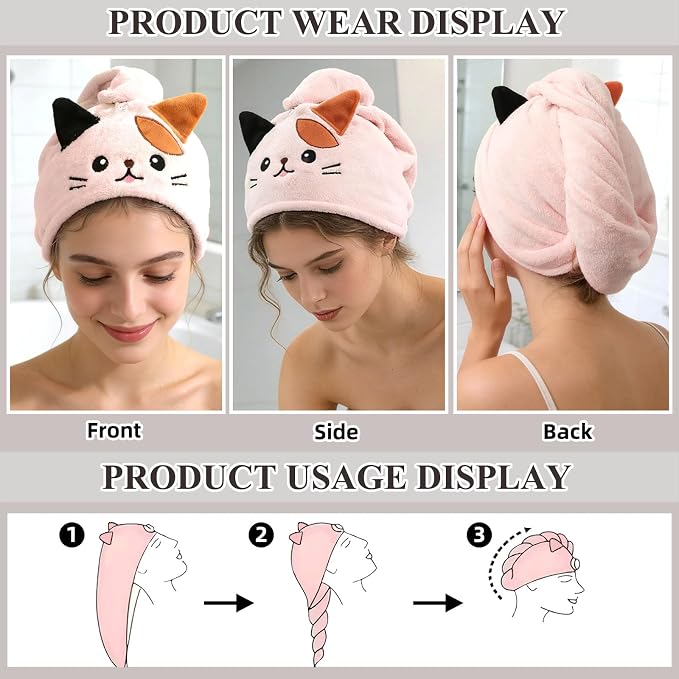 2Pack Microfiber Hair Towel Wrap - Image 2
