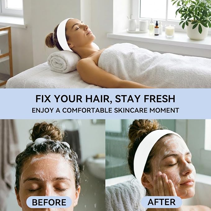 Disposable Headbands for Spa & Facials – 48pcs White Headbands for Women – - Image 2