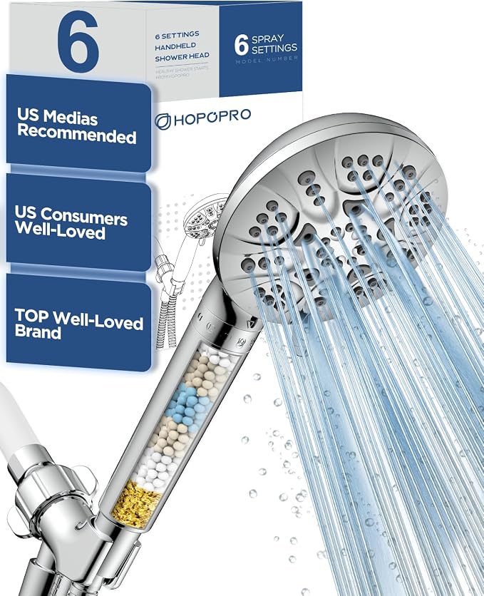 6-Mode High Pressure Handheld Shower Head by HOPOPRO