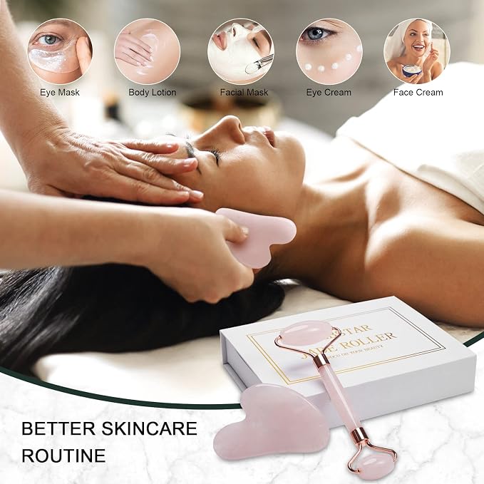 Jade Roller for Face, Facial Roller Massager Skin Care Tool, Gua Sha Facial - Image 6