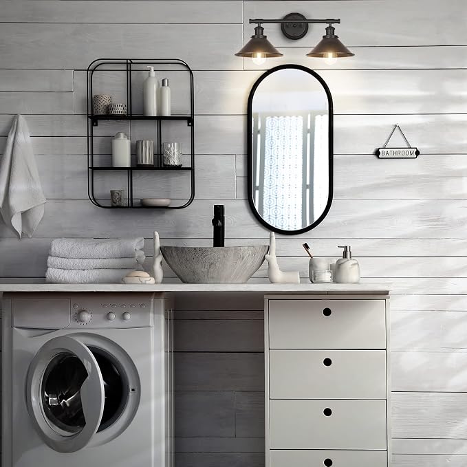 Licperron Black 2-Light Vanity Wall Sconce Lighting, Farmhouse Bathroom Wall - Image 7