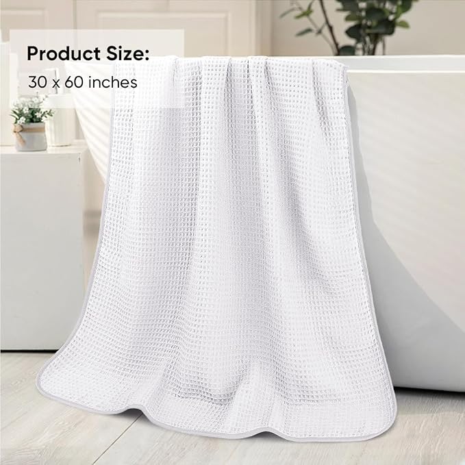 HOMEXCEL Waffle Bath Towels Set 4 Pack, Premium Microfiber Bathroom Towels - Image 6