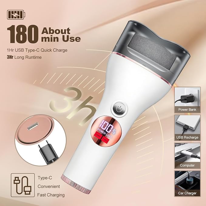 Electric Callus Remover for Feet, Rechargeable Waterproof Foot File - Image 3