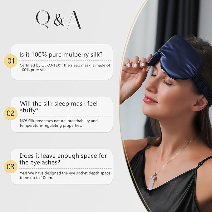 ZIMASILK Adjustable 22 Momme 100% Pure Mulberry Silk Sleep Mask, 3D Contoured - Image 6