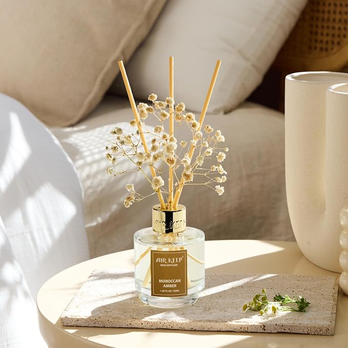 Airkeep Reed Diffuser Set of 3, Cinnamon Vanilla Lavender Field Moroccan Amber - Image 7