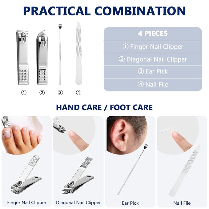 Geosar 12 Sets Manicure Set Bulk Nail Clippers Pedicure Kit Stainless Steel - Image 3