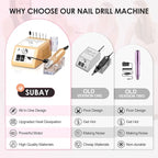 Subay Professional Electric Nail Drill Machine, 000RPM Electrical Nail Efile Kit - Image 5