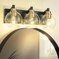 Bathroom Light Fixtures, 3-Light Black and Gold Bathroom Vanity Light, Modern by Metwet