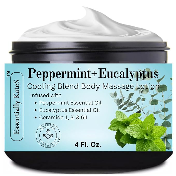Essentially KateS Peppermint + Eucalyptus Cooling Blend Cream Lotion 4 Fl Oz by EssentiallyKateS