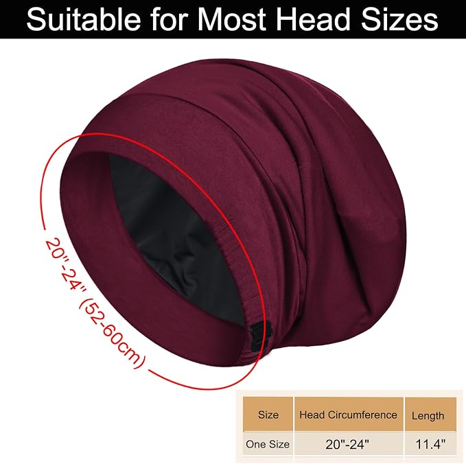 Sleep Cap Bonnet for Sleeping, Adjustable Cooling Ice Silk Lined Hair Bonnets - Image 5