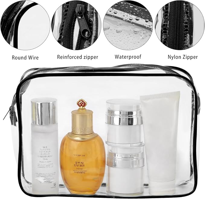 Tbestmax 10 Pack Clear Cosmetic Bags Makeup Bags Portable Waterproof TSA - Image 3