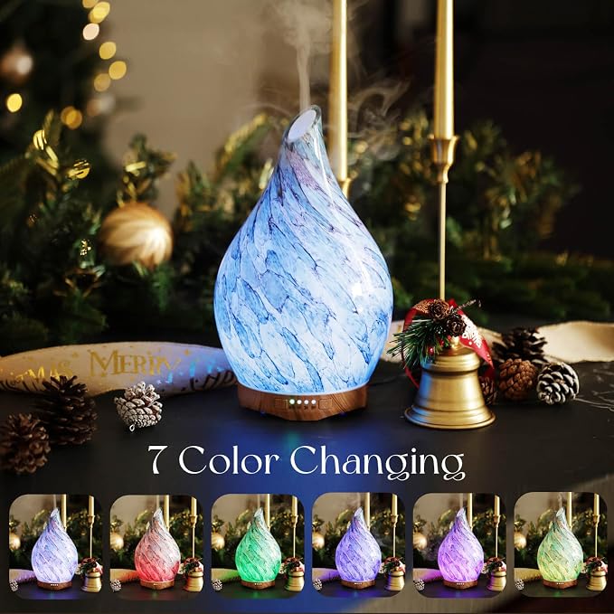Porseme 280ml Glass Essential Oil Diffuser Aromatherapy Ultrasonic Cool Mist - Image 2