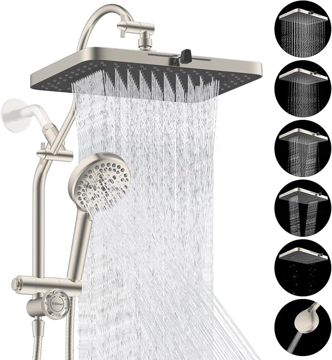 Hibbent cUPC Certified 13'' Shower Head Combo, High Pressure 5 Spray Rainfall by Hibbent