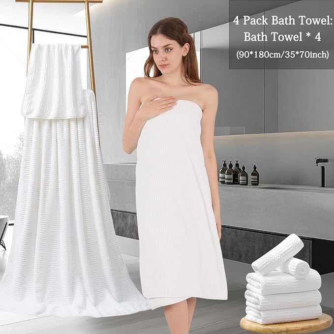 Ycosy 4 Pack Extra Large Microfiber Bath Towels Set, 35x70 inches, Less Lint - Image 7