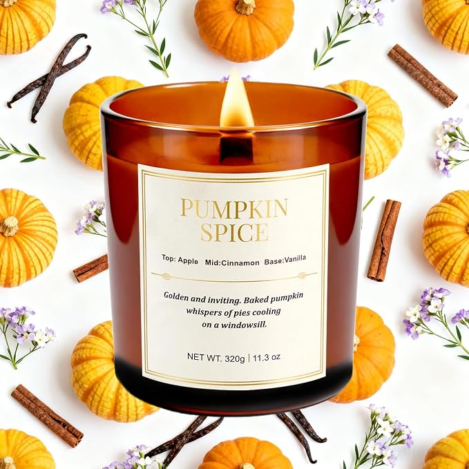 Scented Candles for Home, 2 Pack Wood Wick Pumpkin Spice Scented Candles - Image 2