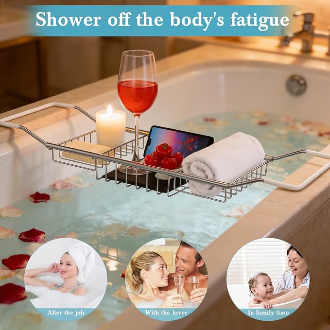 Cabilock Stainless Steel Expandable Bathtub Tray, Chrome Polished Telescopic - Image 7