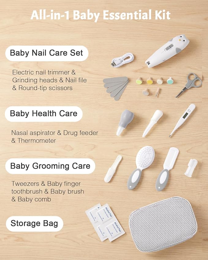 Lictin Baby Healthcare and Grooming Kit, 26 in 1 Rechargeable Nail Trimmer - Image 2