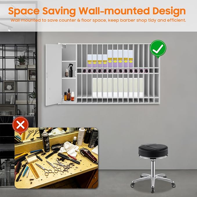 Professional Hair Color Organizer Rack, Wall Mounted Barber Salon Station - Image 5
