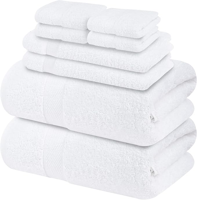 Infinitee Xclusives Luxury 100% Cotton Towel Set – 8 Piece Bathroom Towel Set – - Image 8