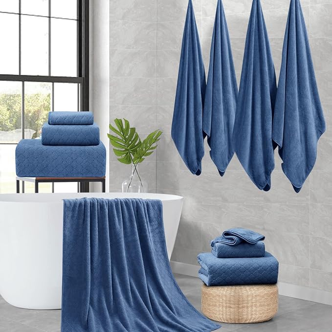 Ycosy Navy Bath Towels Set 35x70 Inches - Image 6