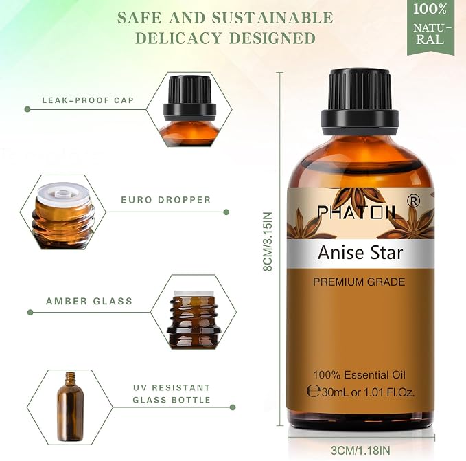 Anise Star 1.01fl.oz Essential Oil, PHATOIL Pure Aromatherapy Oils - Image 5