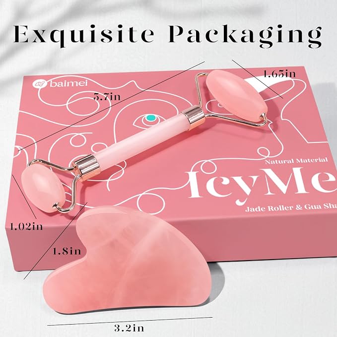 BAIMEI IcyMe Jade Roller & Gua Sha, Face Roller Redness Reducing Skin Care Tools - Image 7