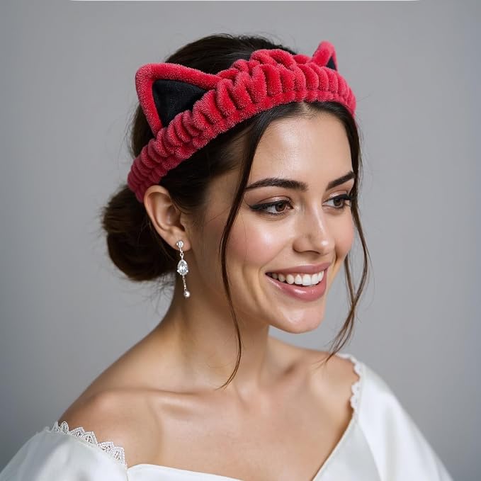2 Pcs Cat Ears Headband, Cute Spa Headbands - Image 2