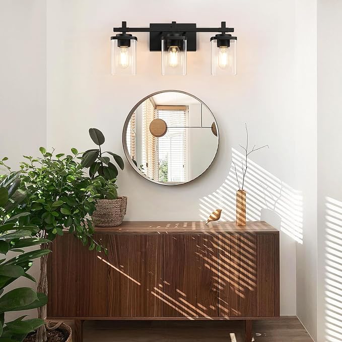 3-Lights Bathroom Vanity Light Fixtures, Modern Black Vanity Lights Over Mirror - Image 6