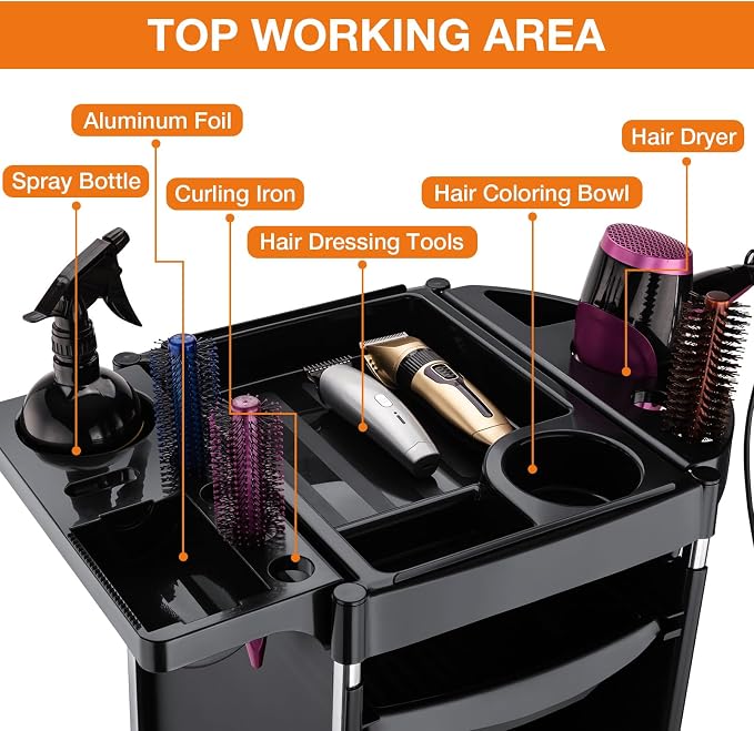 Noverlife Hair Salon Storage Tool Cart, 6-Layer Salon Cart - Image 2