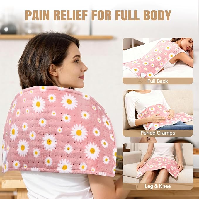 Daisy Heating Pad for Back Period Cramps Neck Shoulder Pain Relief, Portable - Image 3