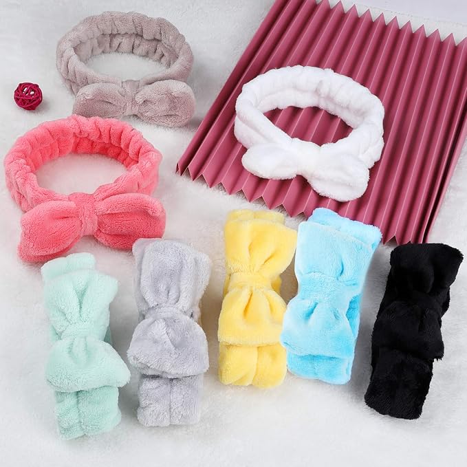 Hishexin 8 Pack Spa Headbands for Women, Soft Bow Skincare Headband for Washing - Image 5