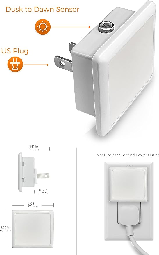 L LOHAS LED Night Lights Plug into Wall 2-Pack, 0.3W Plug in Night Light - Image 6