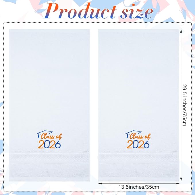 MASHAN Class of 2026 Graduation Hand Towels 3 Pack, 100% Cotton Soft Absorbent - Image 2