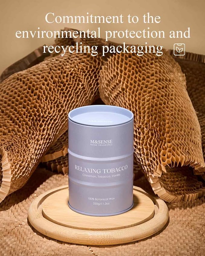M&SENSE Tobacco Vanilla Scented Candles Natural Non Toxic, Aromatherapy Candle - Image 6