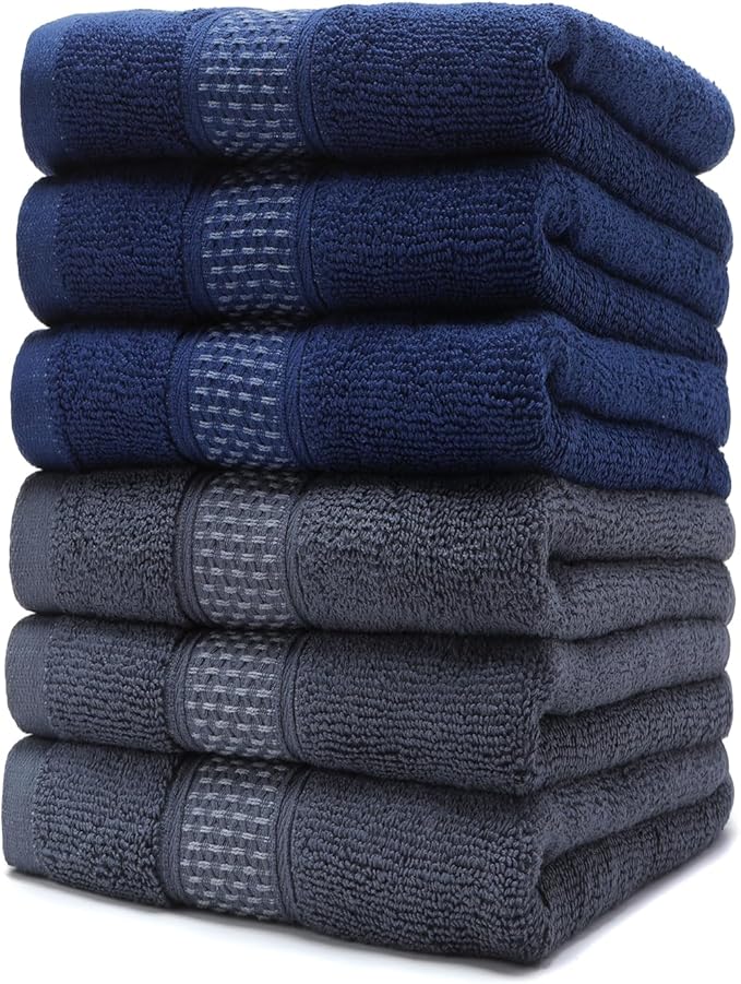 Cotton Hand Towels Set, 6-Piece Set, Super Absorbent Quick Drying, Bathroom by Weierduosi