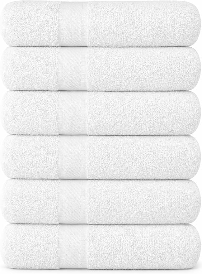 KAHAF COLLECTION 6 Pack Bath Towels Set 100% Ring Spun Cotton, Lightweight by KAHAF+COLLECTION