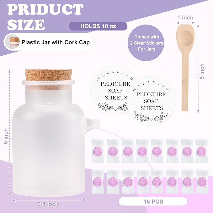 Pedicure Foot Spa Tablets 10 Oz Plastic Bath Salts Jar Foot Soak Tablets - Image 2