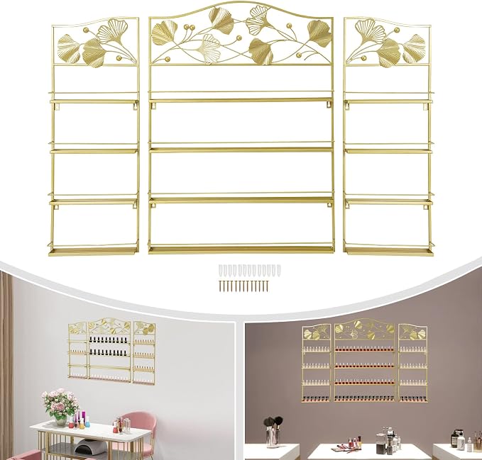 4 Tier Wall-Mounted Nail Polish Storage Racks 3PCS Metal Nail Polish Organizer - Image 7